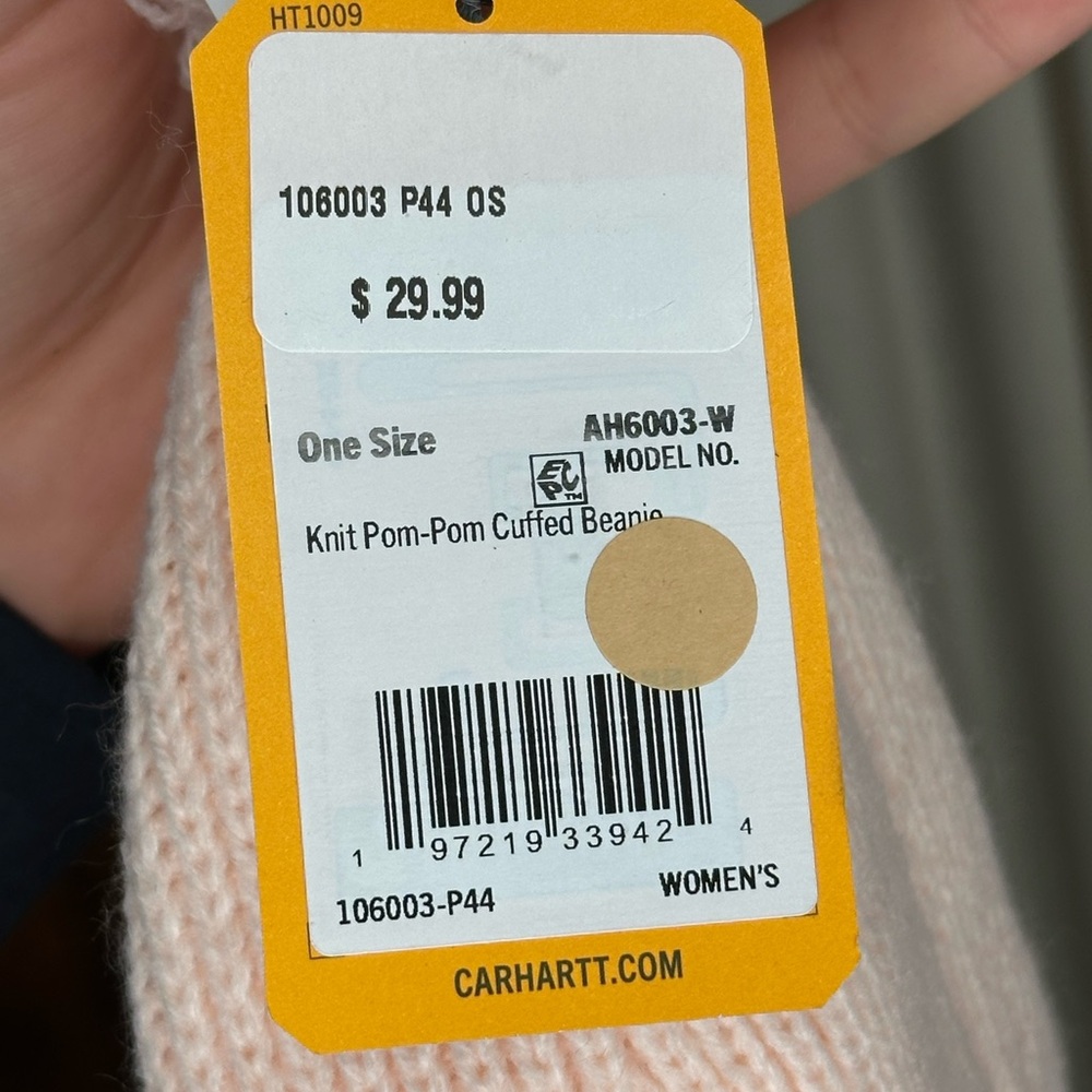 Carhartt Soft Pink Knit Beanie with Pom-Pom - Picture 2 of 2